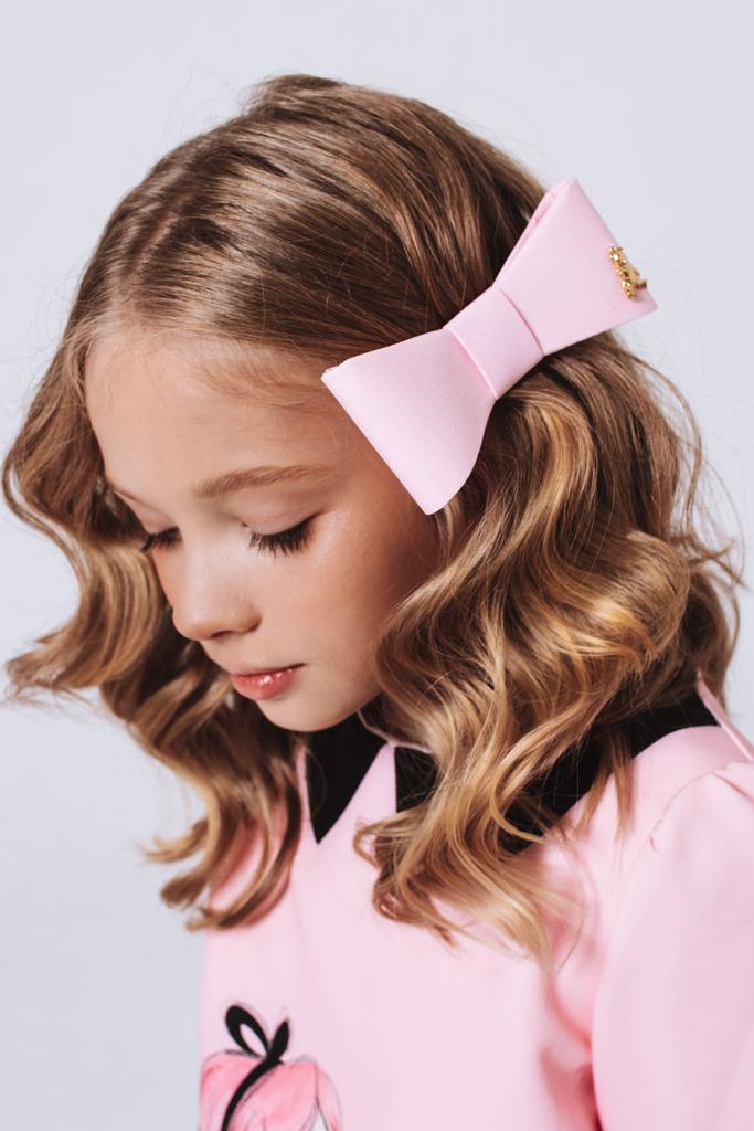 Бант на заколке "Betty/Bear" светло-розовый
