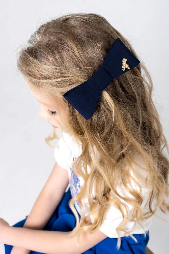 Бант на заколке "Betty/Bear" темно-синий