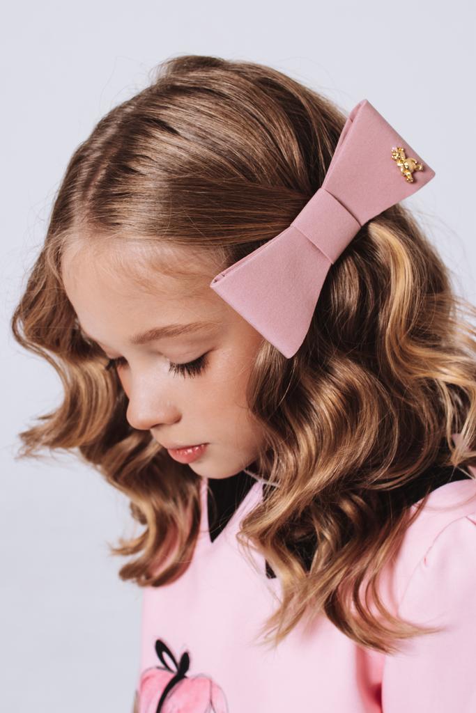 Бант на заколке "Betty/Bear" пудровый