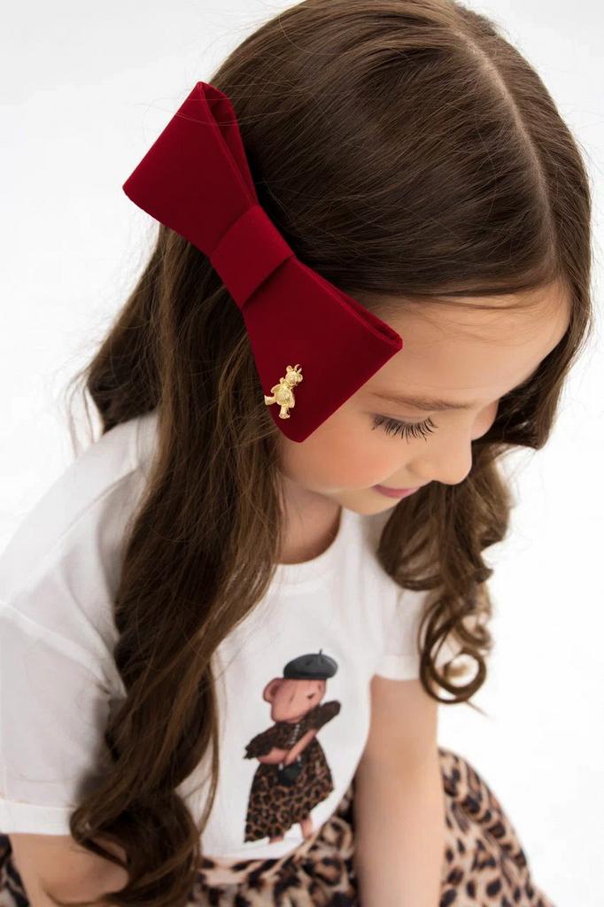 Бант на заколке "Betty/Bear" бордовый