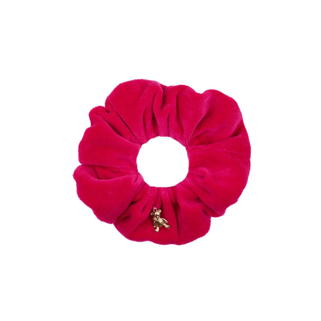 Скранч-резинка велюровая "Золотой мишка" цвет: ярко-розовый