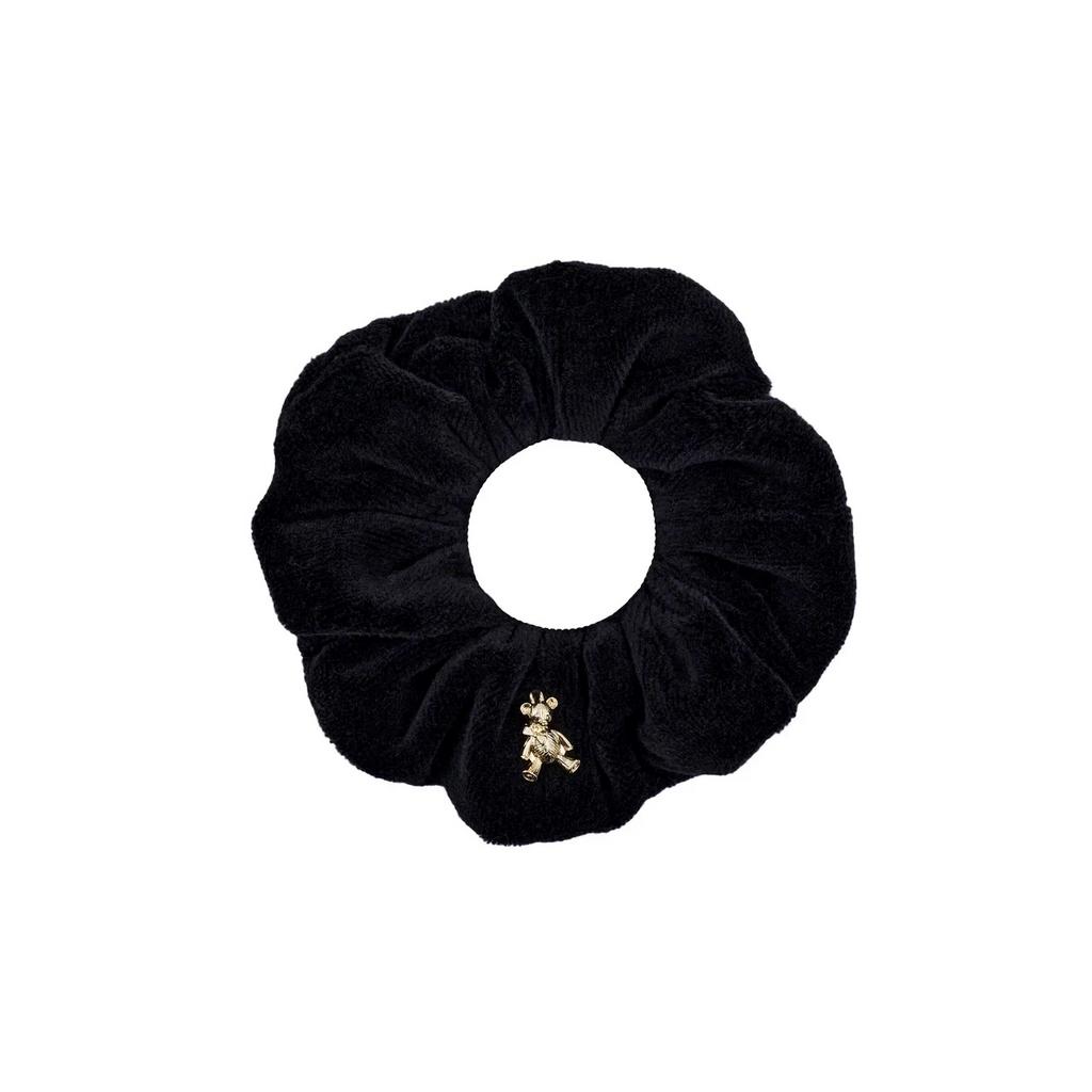 Скранч-резинка велюровая "Золотой мишка" цвет: черный