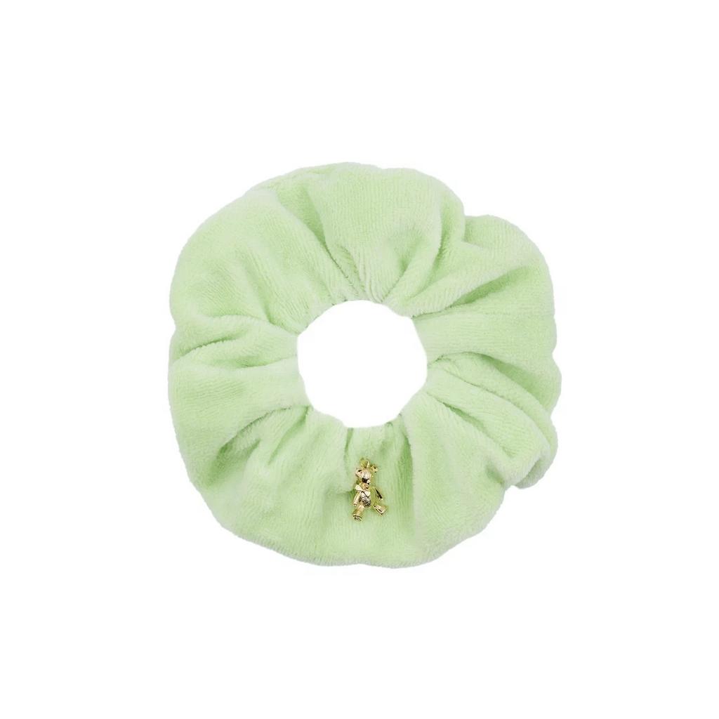 Скранч-резинка велюровая "Золотой мишка" цвет: лайм