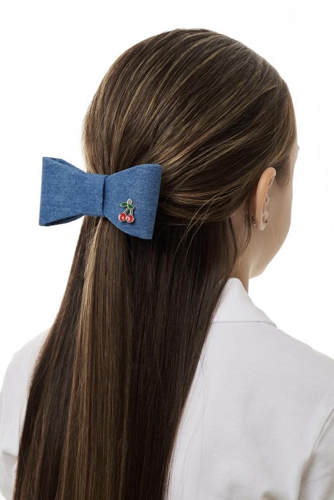 Бант на заколке "Betty/Cherry" джинсовый