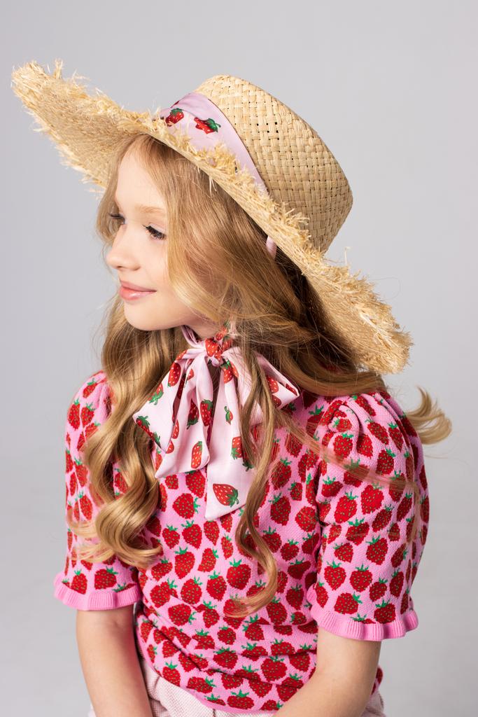 Шляпа соломенная с широкими полями "STRAWBERRY"