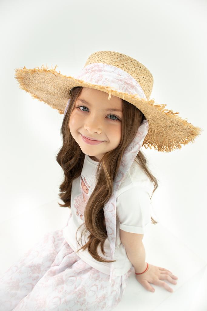 Шляпа соломенная с широкими полями "Classic Vintage " цвет пудровый