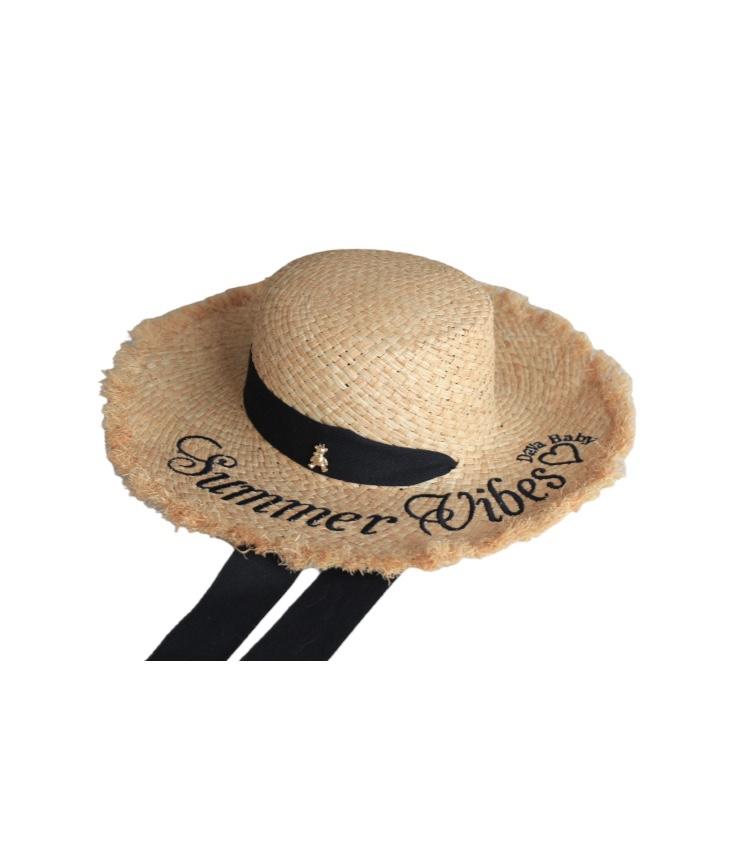 Шляпа соломенная с широкими полями Premium Collection Summer Vibes Black