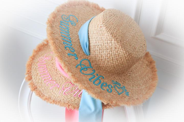 Шляпа соломенная с широкими полями Premium Collection Summer Vibes Blue