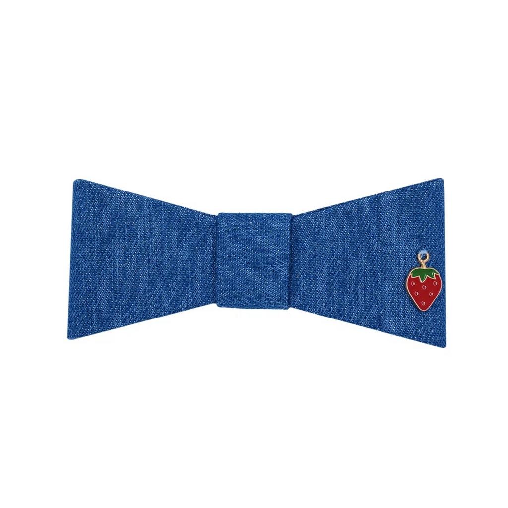 Бант на заколке "Betty/Strawberry" джинсовый