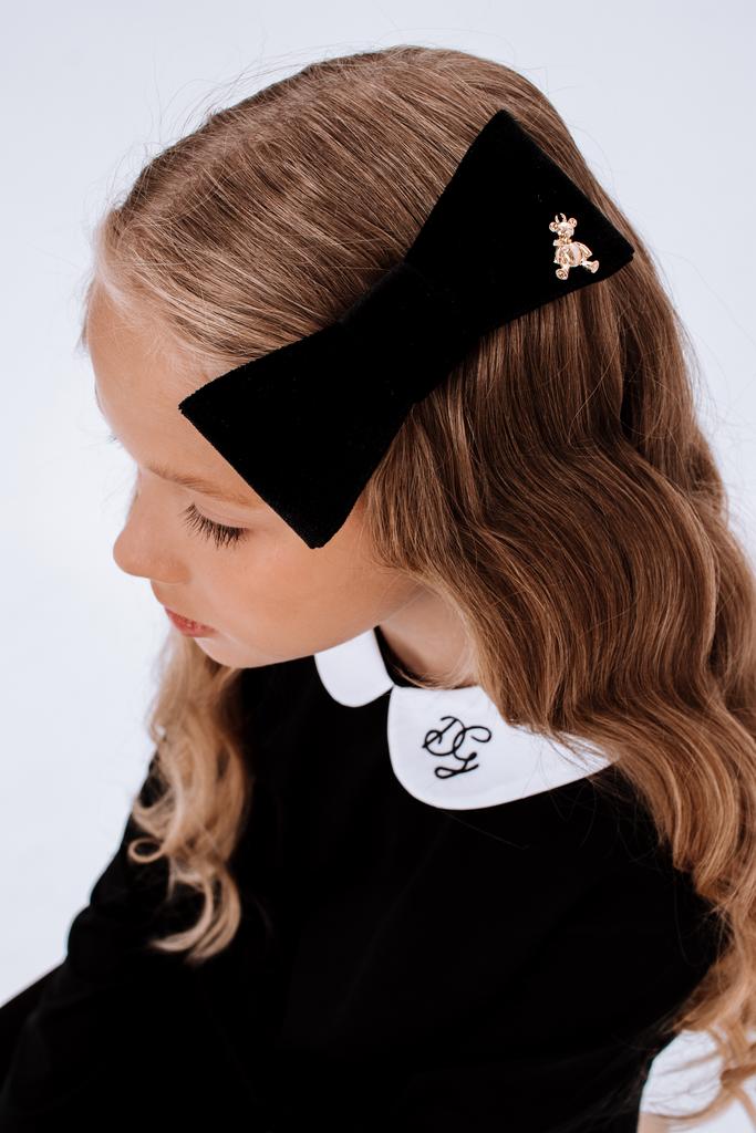 Бант на заколке "Betty/Bear" бархатный, цвет: черный