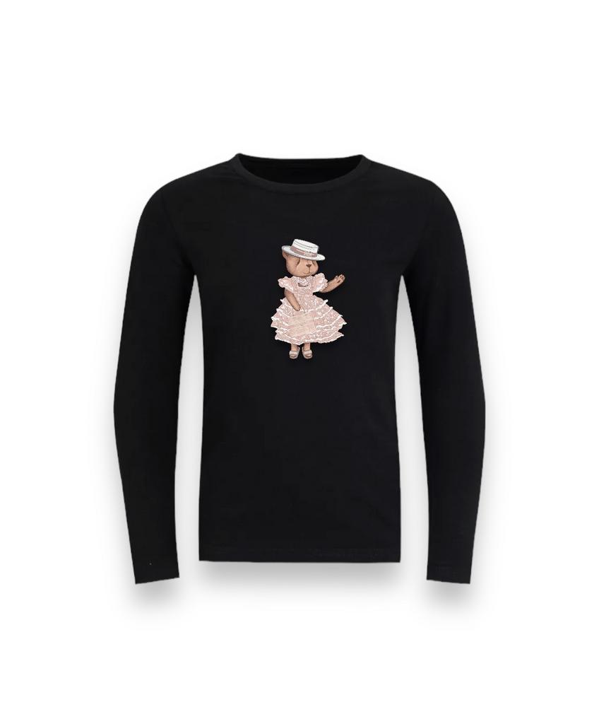 Лонгслив "Flora" цвет: черный/пудра