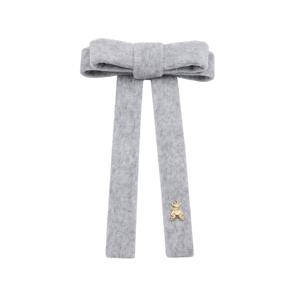 Бант велюровый на заколке "Bonny" цвет: серый