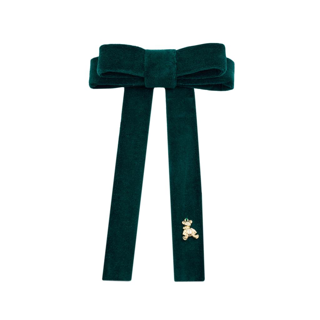 Бант бархатный на заколке "Bonny" цвет: зеленый
