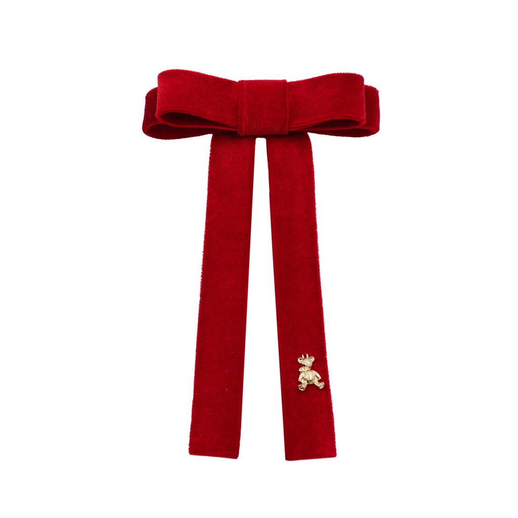 Бант бархатный на заколке "Bonny" цвет: красный