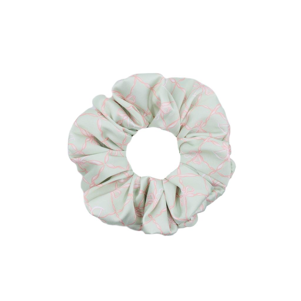 Скранч-резинка шелковая "DAVA" цвет: фисташковый/персиковый