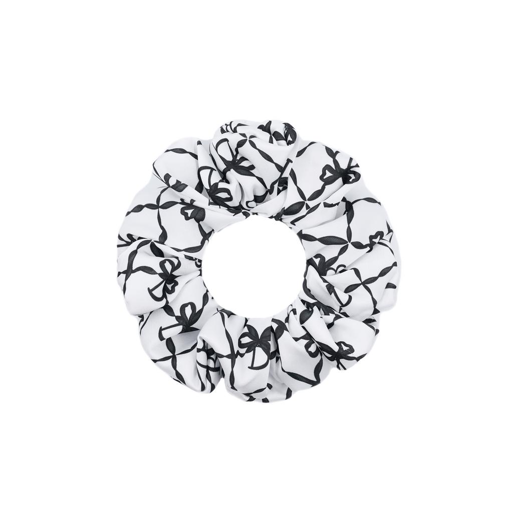 Скранч-резинка шелковая "DAVA" цвет:белый/черный