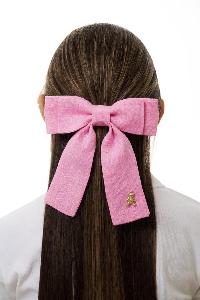 Бант на заколке льняной «Lilly». цвет: розовый