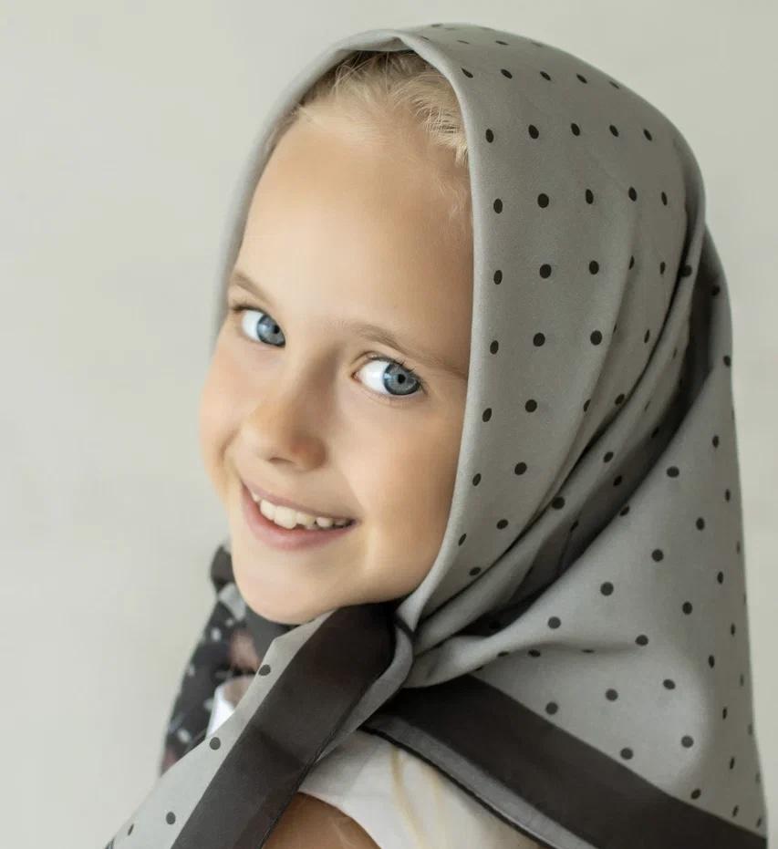 Хлопковый платок "Monro горох" цвет: серый