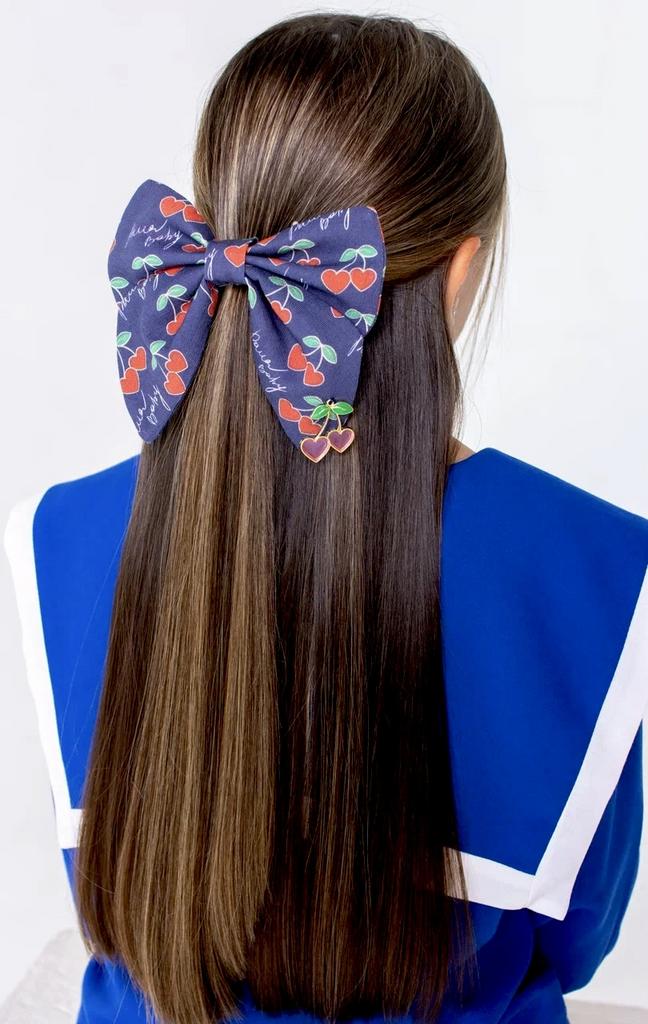 Бант на заколке  «Monica Cherry Love". цвет: синий