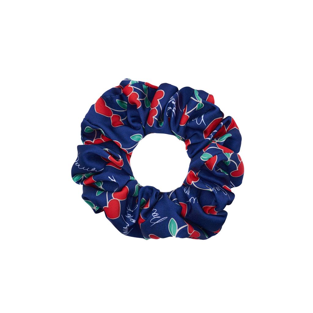 Скранч-резинка шелковая "Cherry Love" цвет: синий