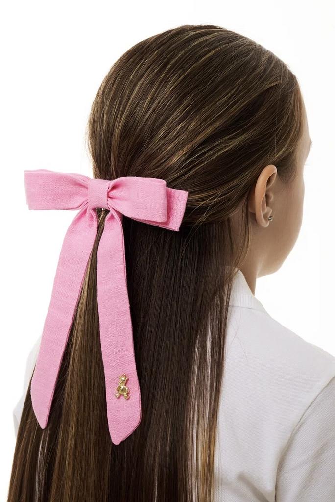 Бант на заколке  «Stefania " льняной цвет: ярко-розовый