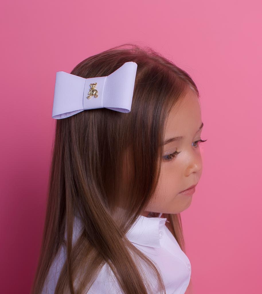 Бант на заколке "Betty gold bear XS" цвет: белый