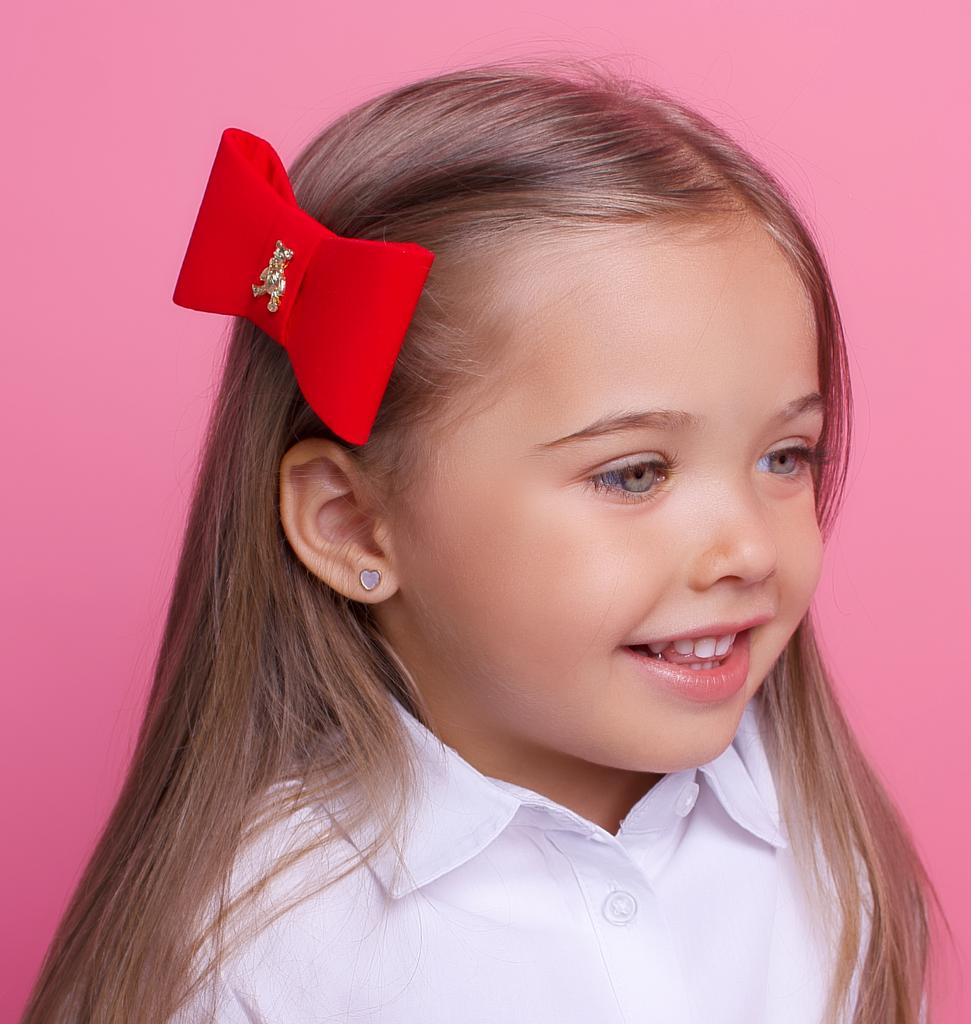 Бант на заколке "Betty gold bear XS" цвет: красный