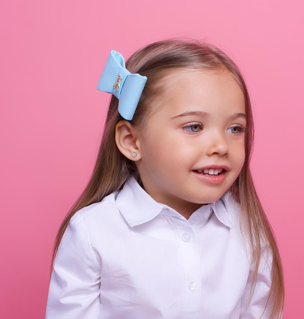 Бант на заколке "Betty gold bear XS" цвет: голубой