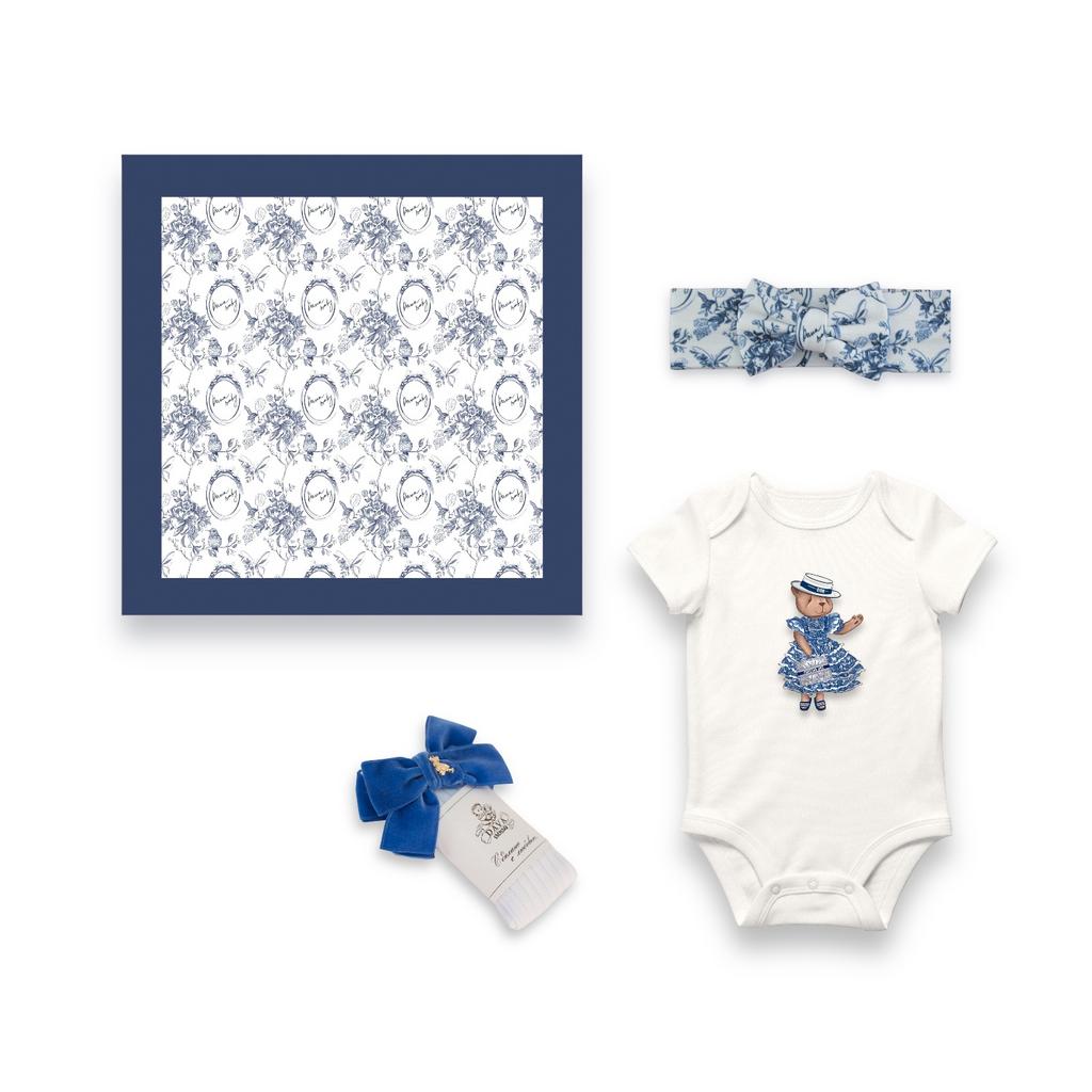 Набор для малышки из 4 предметов с тонкой пеленкой Classic Vintage + боди Flora синий