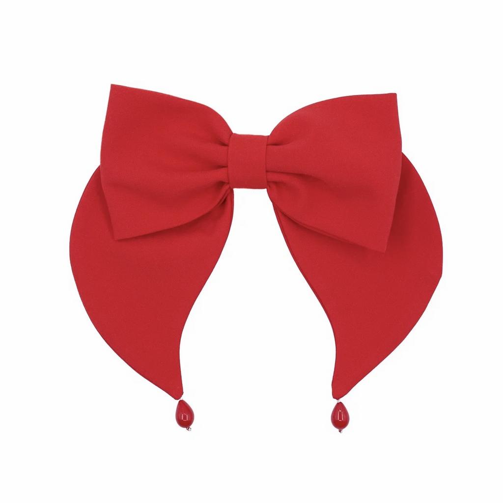 Бант на заколке с бусинами «Lovely red »
