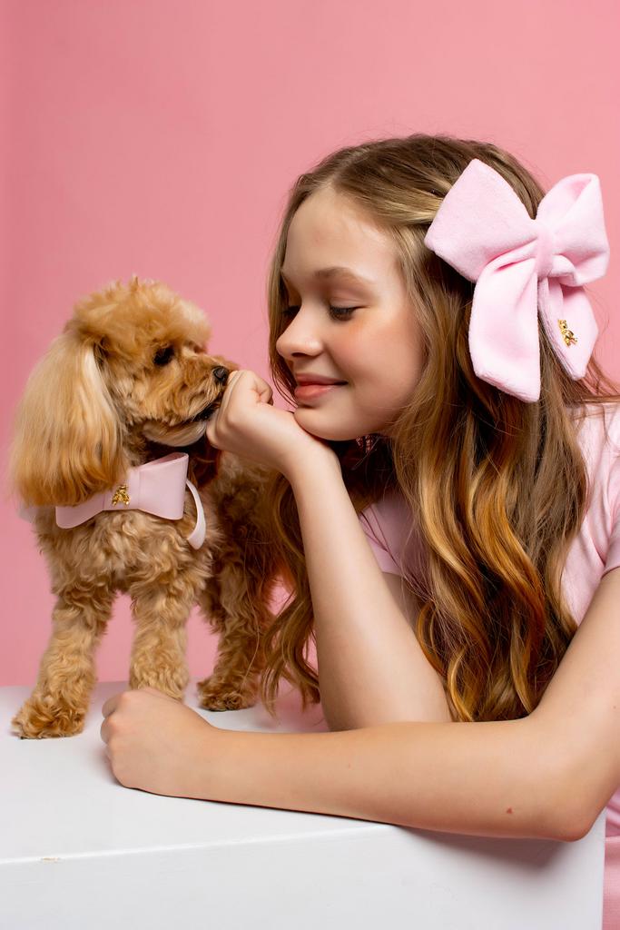 Велюровый бант на заколке «Luxe Velvet Bear» цвет: розовый