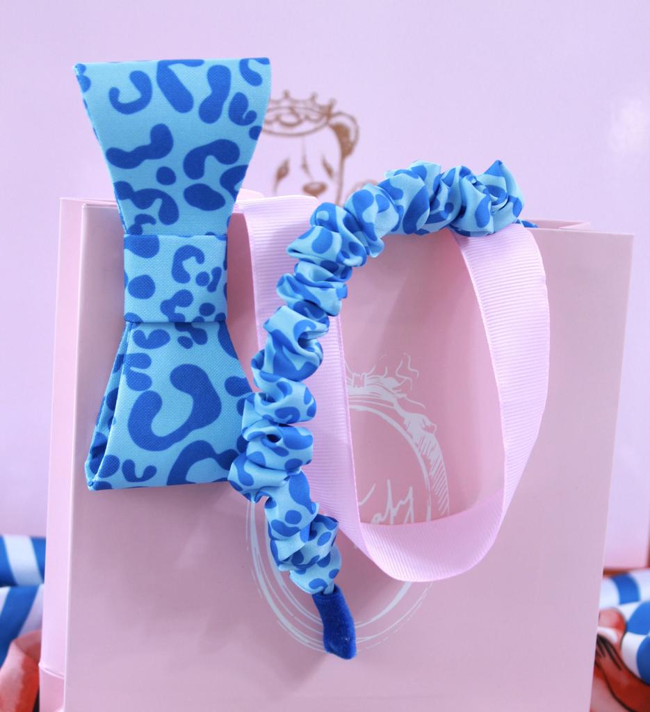 Подарочный набор ободок Bonjour Leopard + заколка Betty Leopard цвет: синий