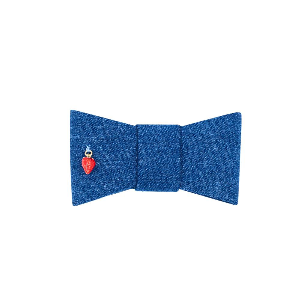 Бант на заколке "Betty mini strawberry" цвет: джинсовый