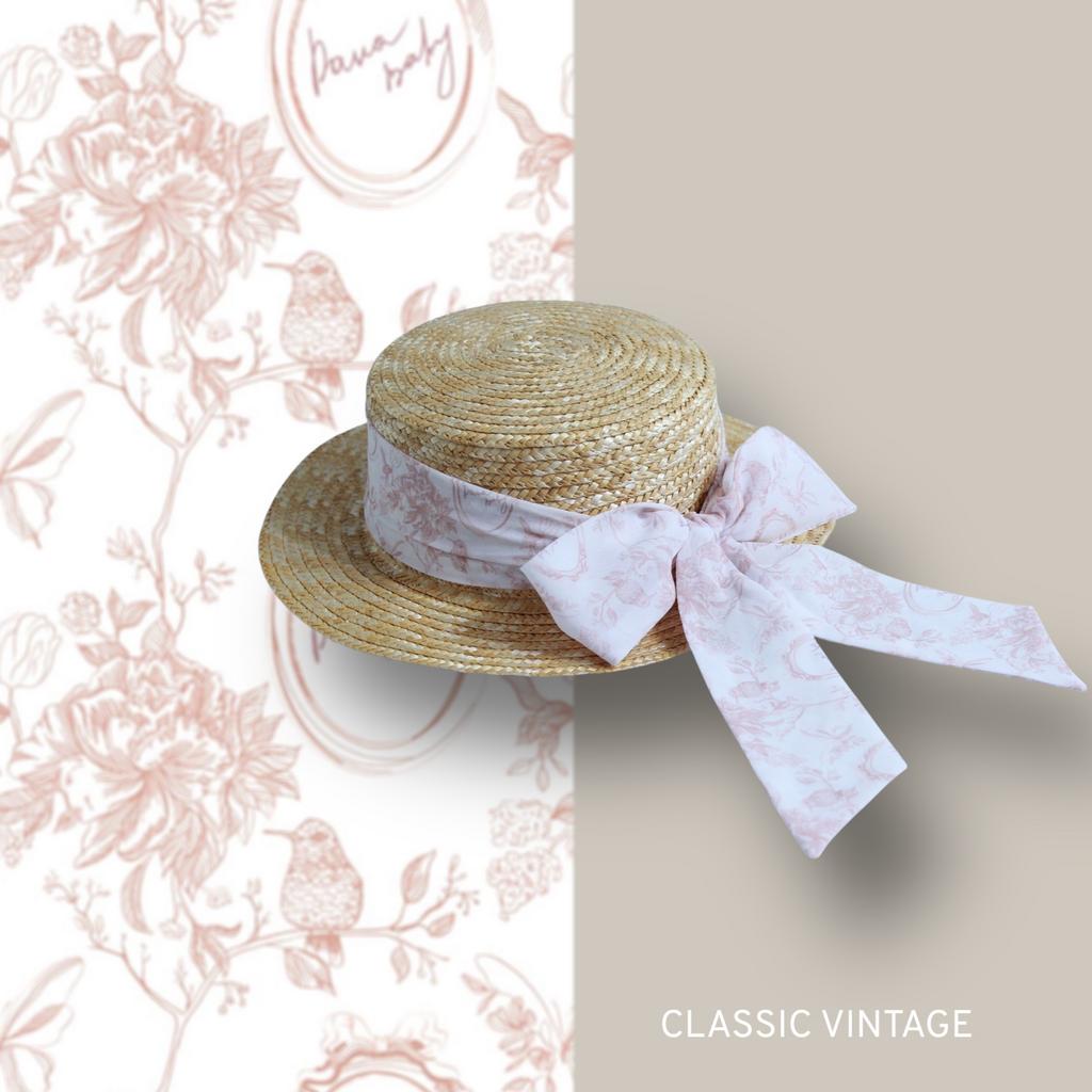 Шляпа-канотье "Classic Vintage" цвет: розовая пудра/белый