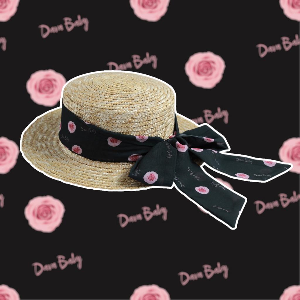 Шляпа-канотье "Rose" цвет: черный/розовый