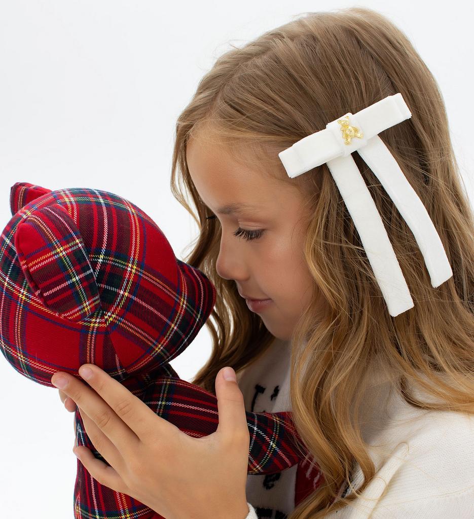 Бант  бархатный на заколке "Bonny mini" цвет: айвори