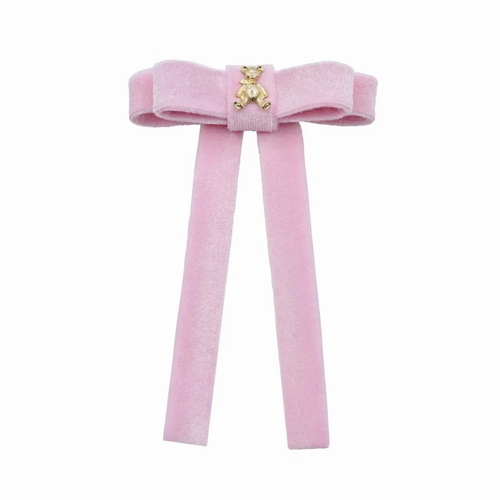 Бант  бархатный на заколке "Bonny mini" цвет: розовый