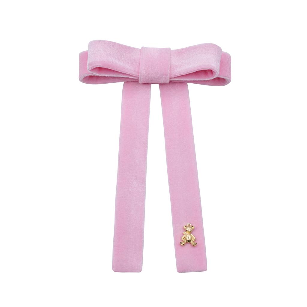 Бант бархатный на заколке "Bonny" цвет: розовый
