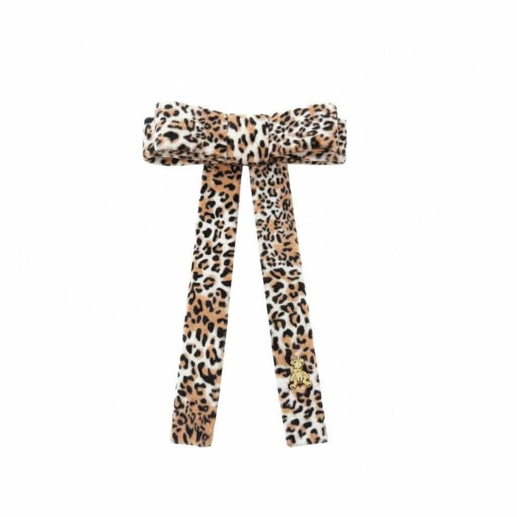 Бант велюровый на заколке "Bonny Leopard"