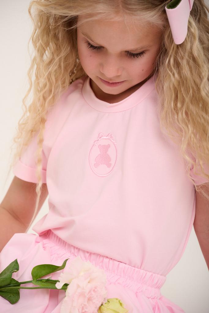 Футболка с вышивкой Dava Bear Vintage , цвет: розовый