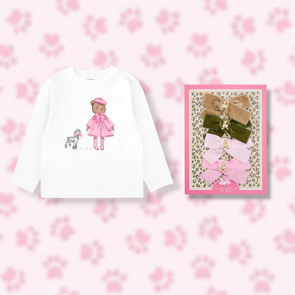 Лонгслив Sophia and Matilda + набор заколок «Золотой мишка»