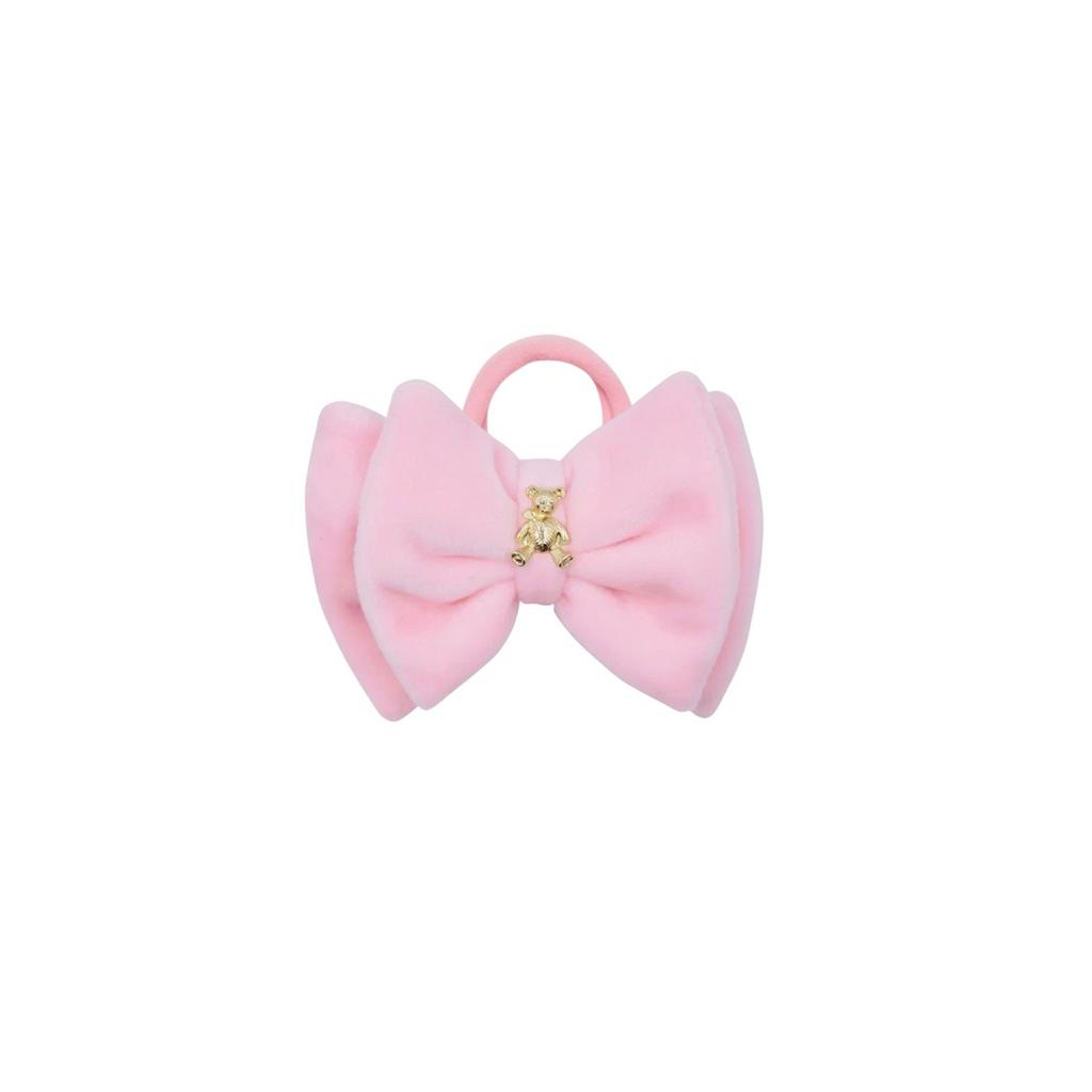 Велюровый бант на резинке Velvet Gold Bear , цвет: розовый