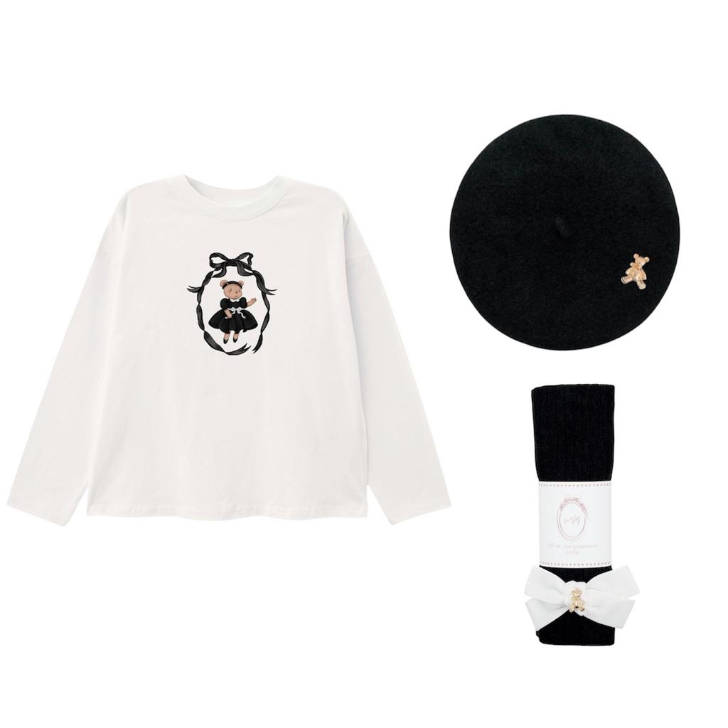 Комплект Sale с беретом Bonny Vintage Black  (берет, лонгслив, колготки)