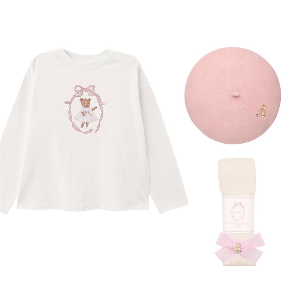 Комплект Sale с беретом Bonny Vintage Pink (берет, лонгслив, колготки)