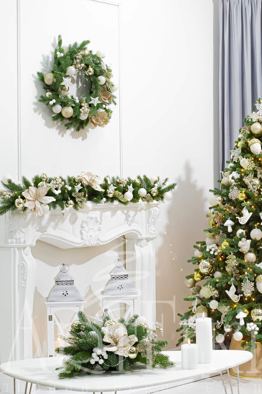 Новогодний декор для дома и офиса, комплект "Шампань"