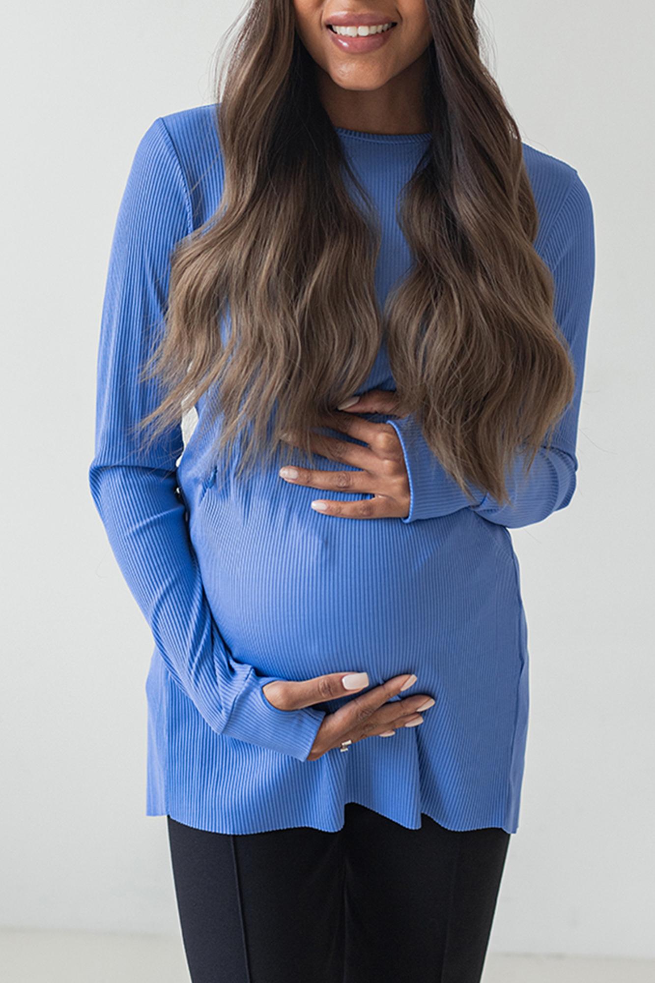 Васильковый лонгслив с секретом для кормления «лапша» FOR BEST MAMA