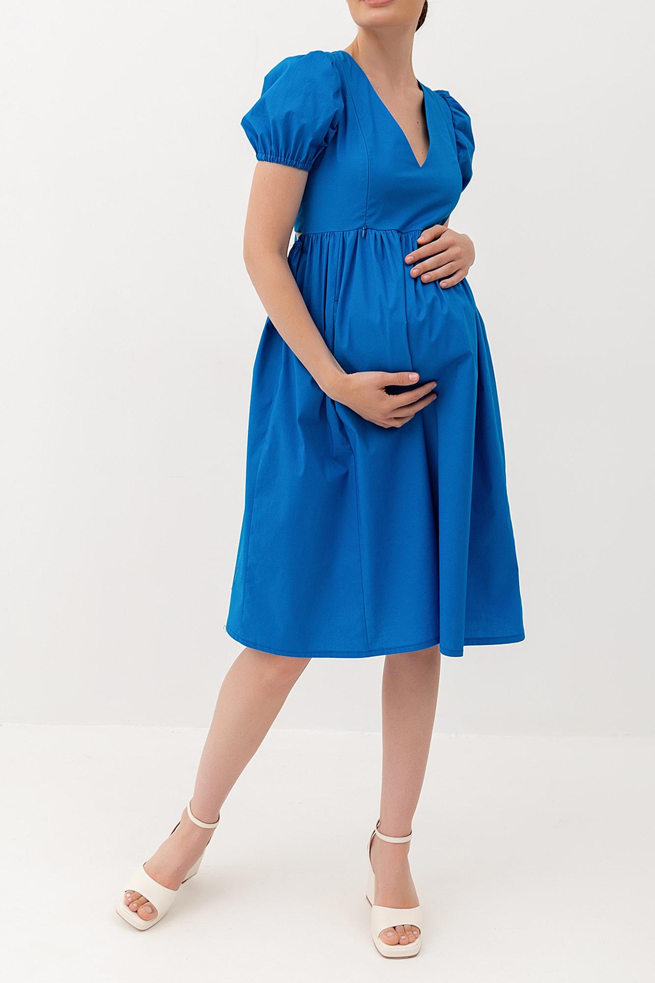 Платье хлопковое синее для беременных и кормящих FOR BEST MAMA