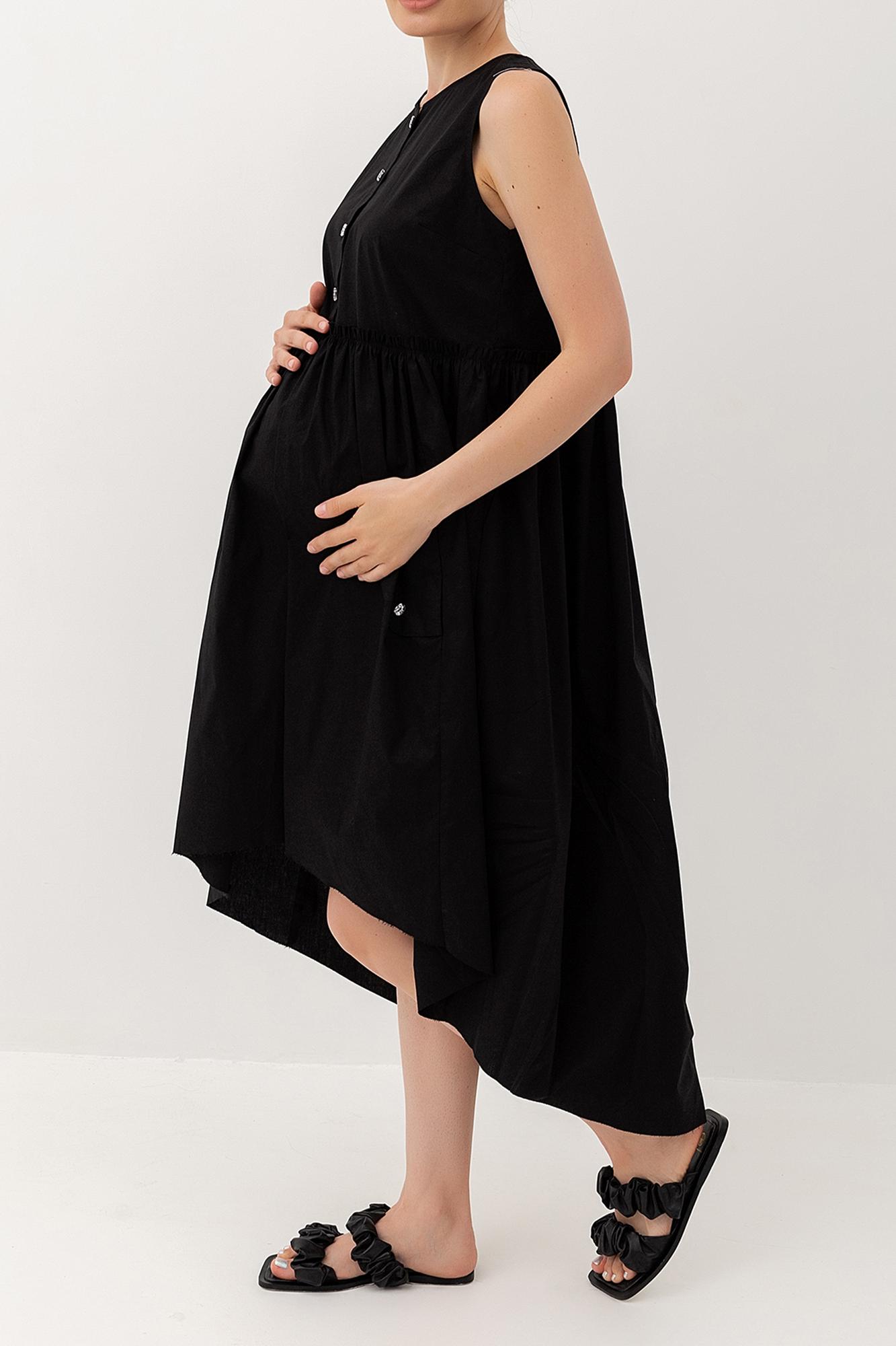 Платье чёрное с пуговицами для беременных и кормящих FOR BEST MAMA