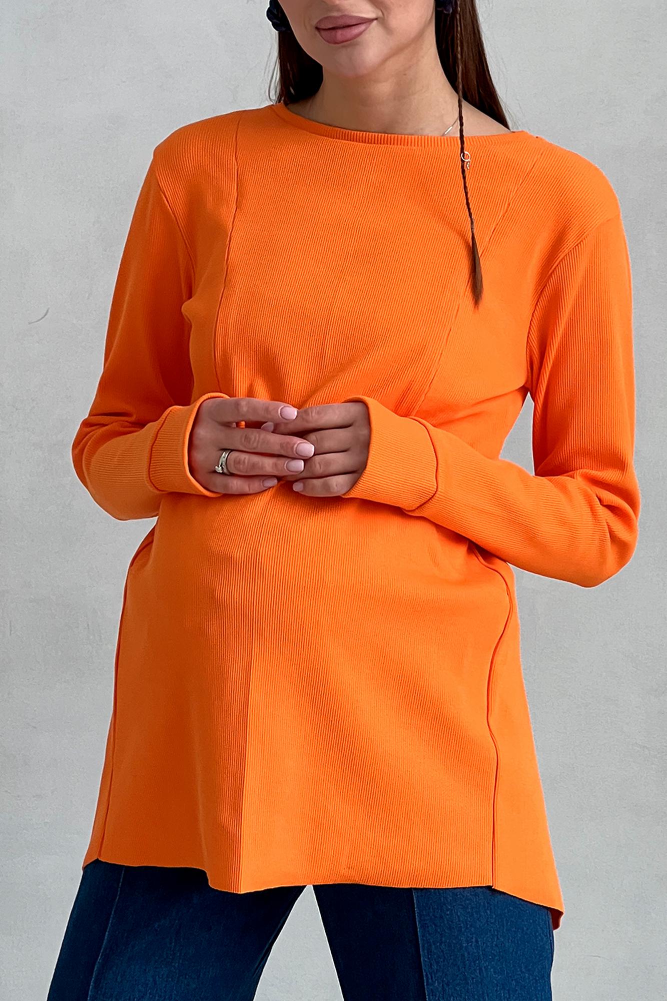 Мандариновый лонгслив с секретом для кормления «в рубчик» FOR BEST MAMA