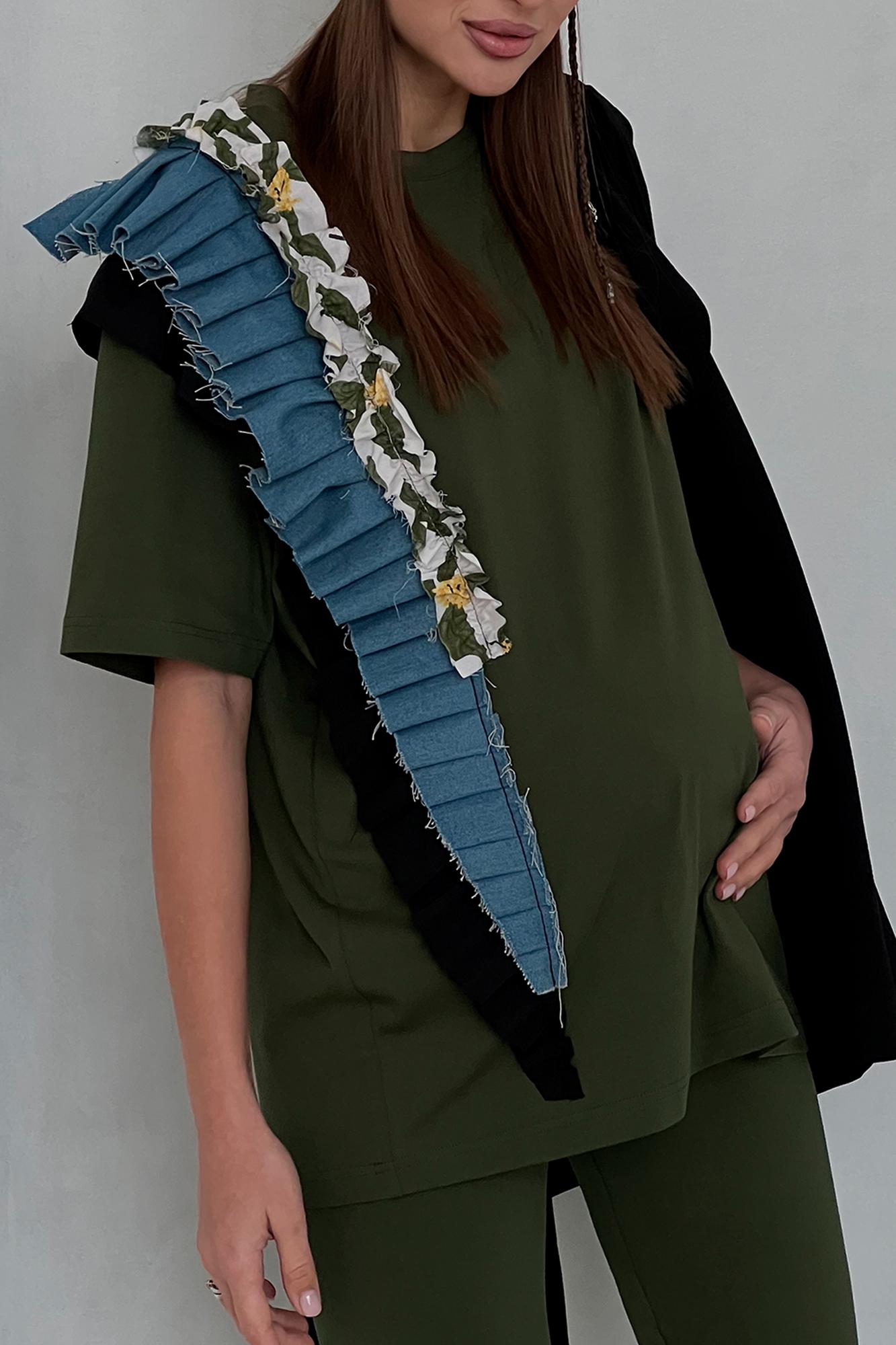 Футболка oversize цвета хаки FOR BEST MAMA